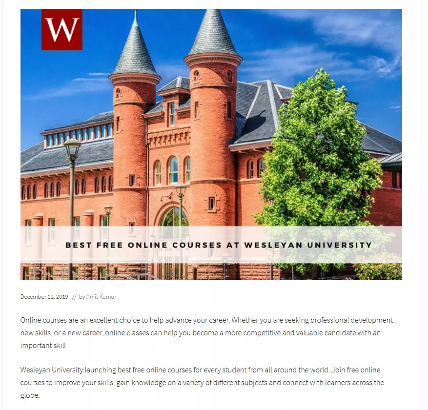 Free Study - Best Free Online Courses at Wesleyan University