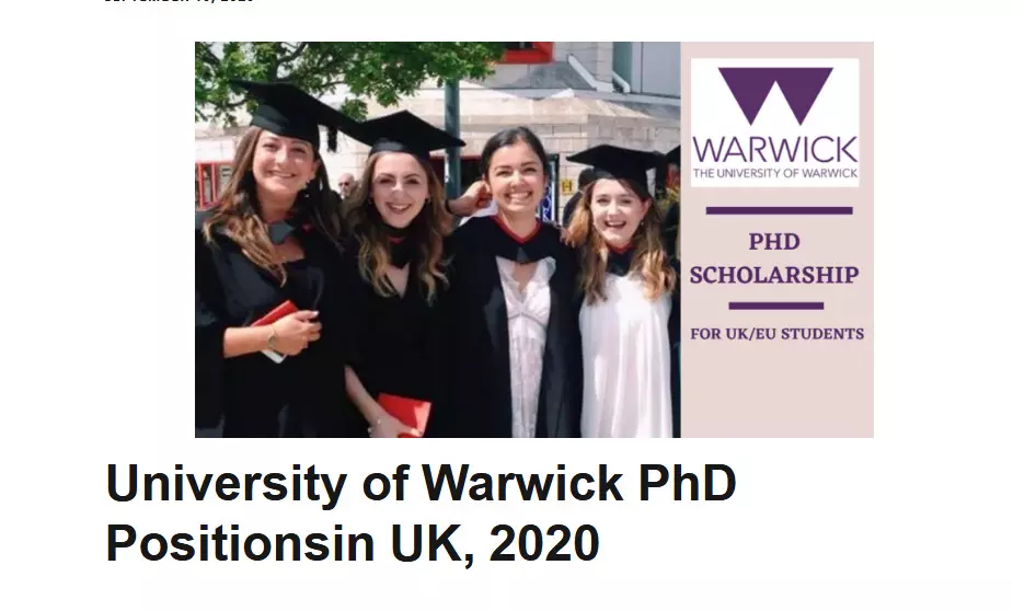 Ph.D. Admission- University of Warwick Ph.D. Positions in UK, 2020
