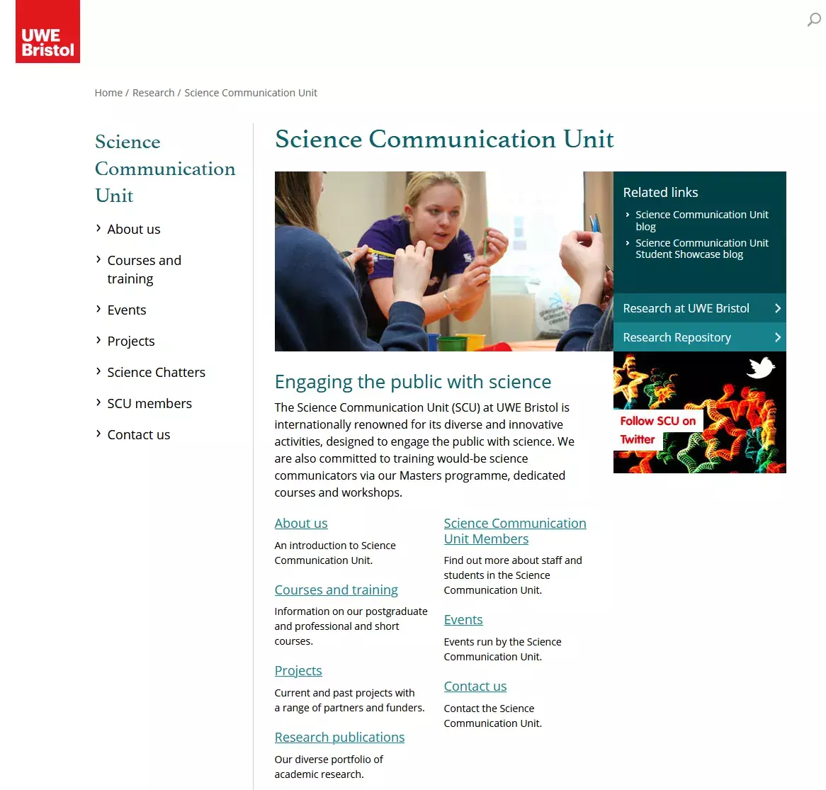 UWE Bristol Science Communication: Connecting People, Creating Events - ONLINE ONLY course - open for applications UWE Bristol Science Communication: Connecting People, Creating Events - ONLINE ONLY course - open for applications