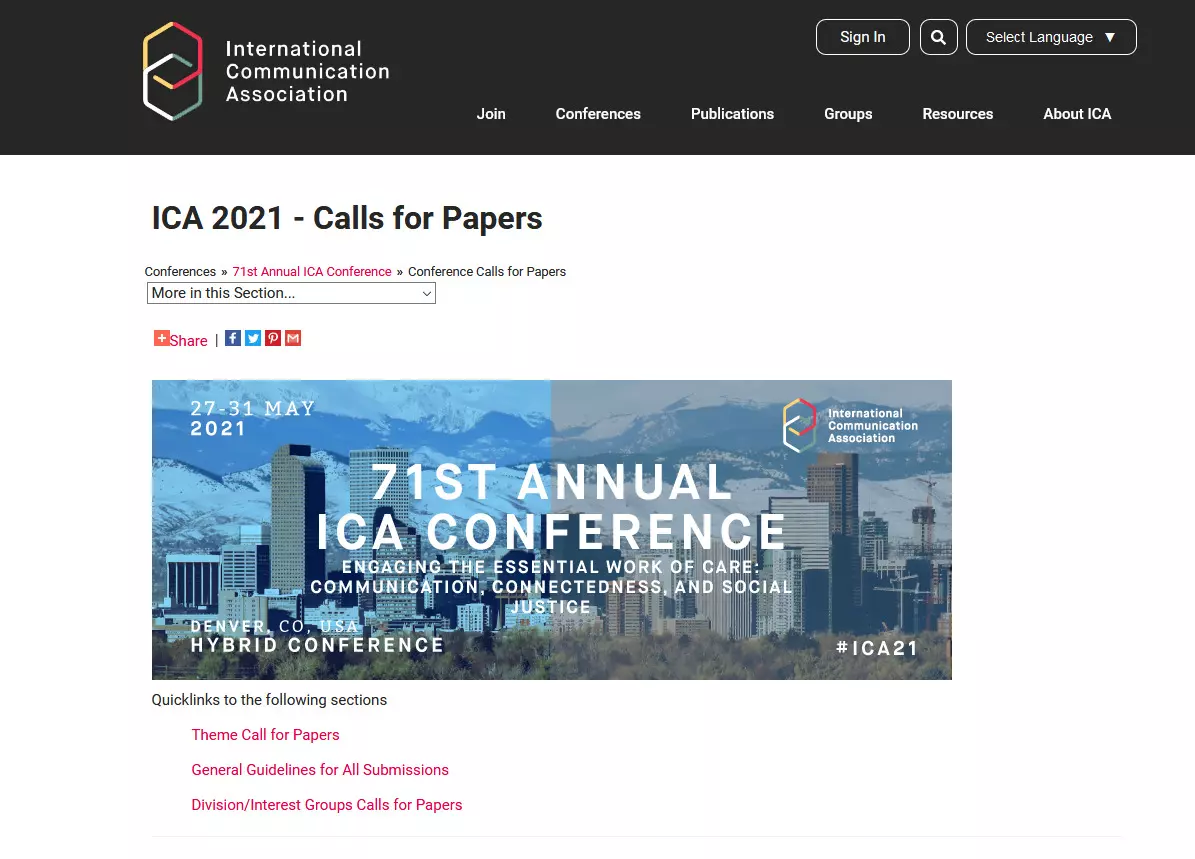 ICA 2021 Paper Submission Website Open: Communication, Connectedness, and Social Justice.