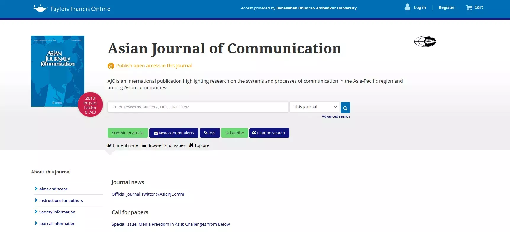 Call for Papers — Media Freedom in Asia: Challenges from Below