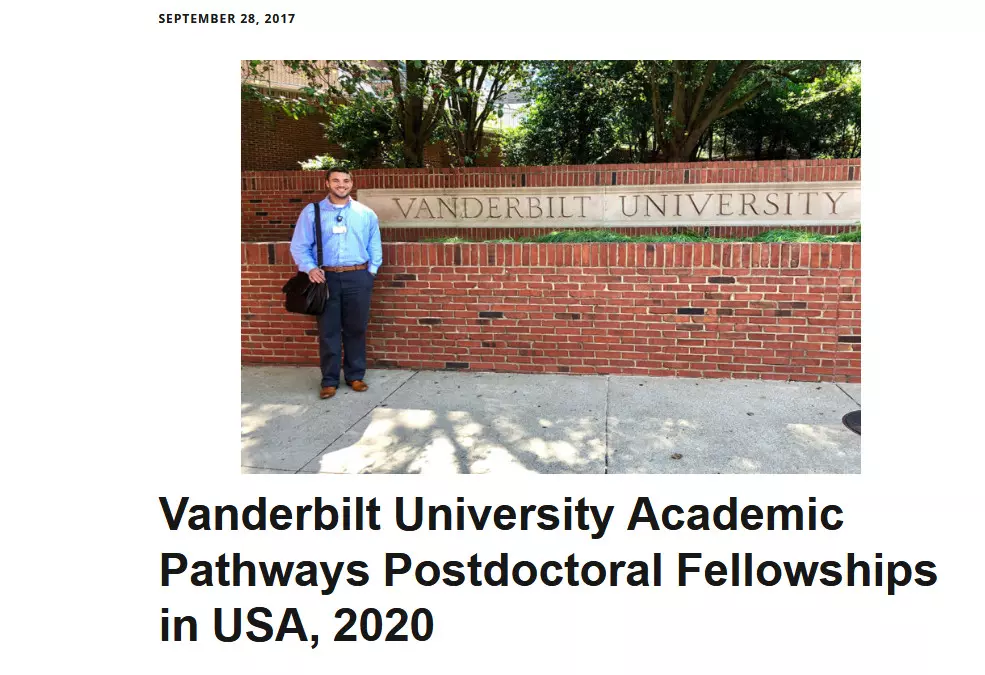 Vanderbilt University Academic Pathways Postdoctoral Fellowships in USA, 2020