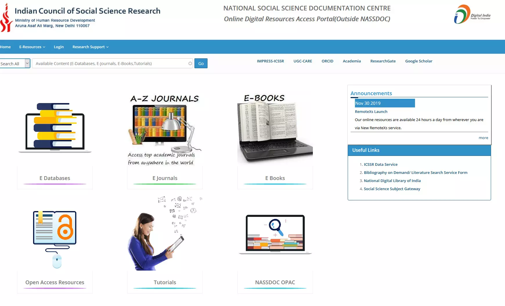 Access the scholarly journals & books of E-resources i.e EconLit with full text on ICSSR website