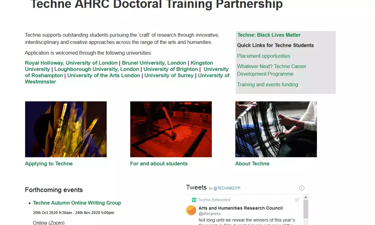 Fully-funded Techne PhD Studentships at the School of Media, University of Brighton