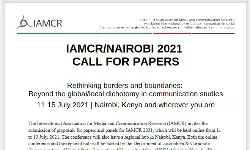 IAMCR invites the submission of proposals for papers and panels for IAMCR 2021 IAMCR invites the submission of proposals for papers and panels for IAMCR 2021