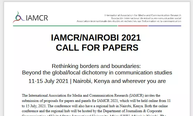 IAMCR invites the submission of proposals for papers and panels for IAMCR 2021