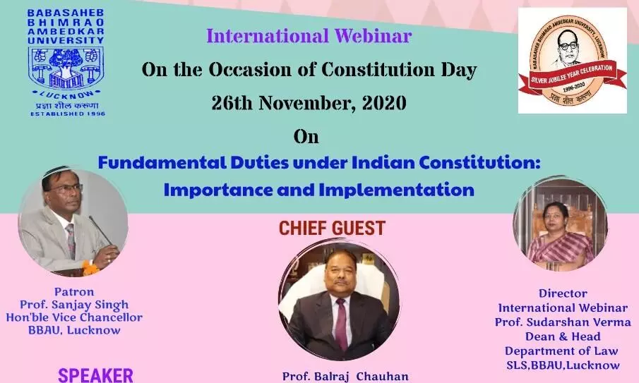 BBAU law department is Organizing an International Webinar on the Occasion of Constitution Day