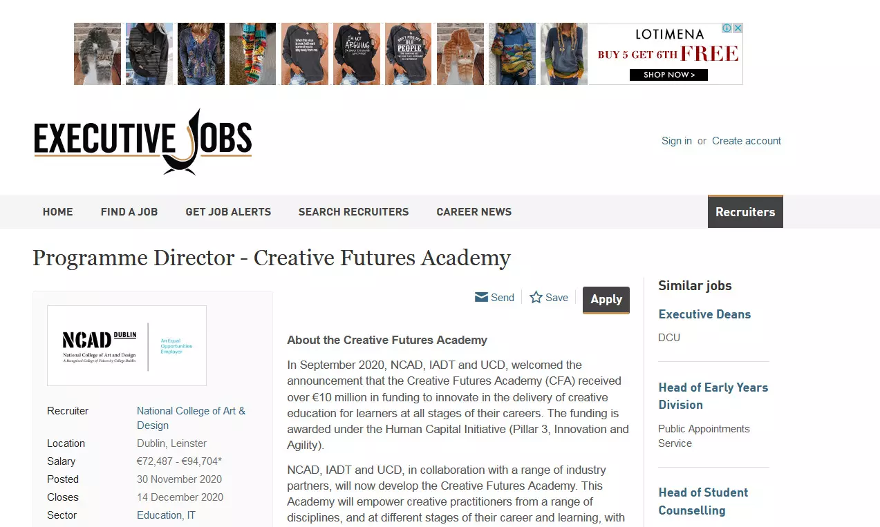 Programme Director appointment, Creative Futures Academy