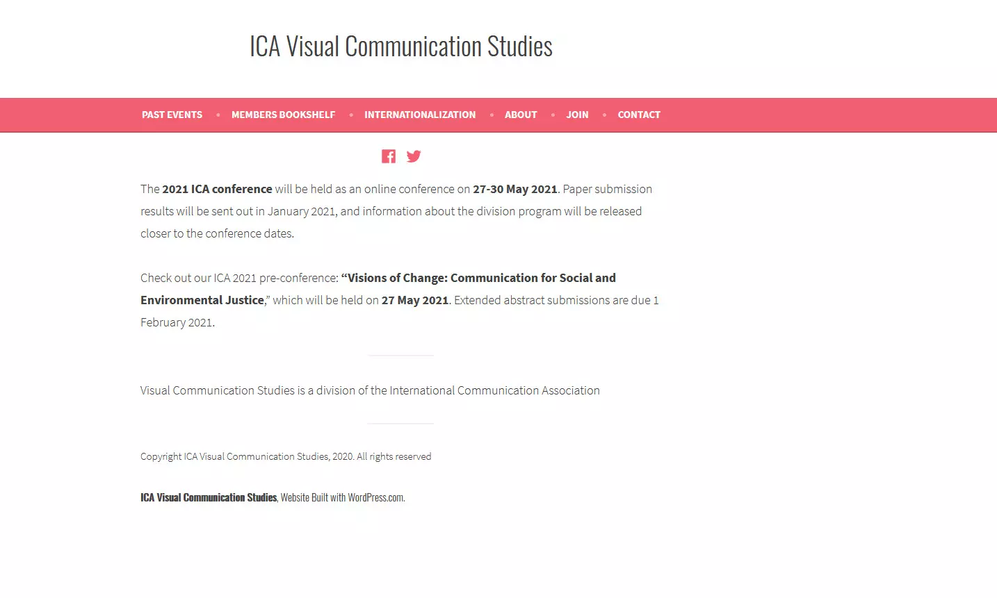 CFP for 2021 ICA Pre-Conference Visions of Change: Communication for Social and Environmental Justice