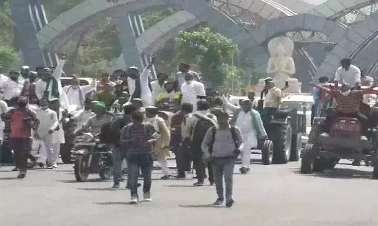 किसान आंदोलन को रोकने के लिए पुलिस बल रहा तैनात.....