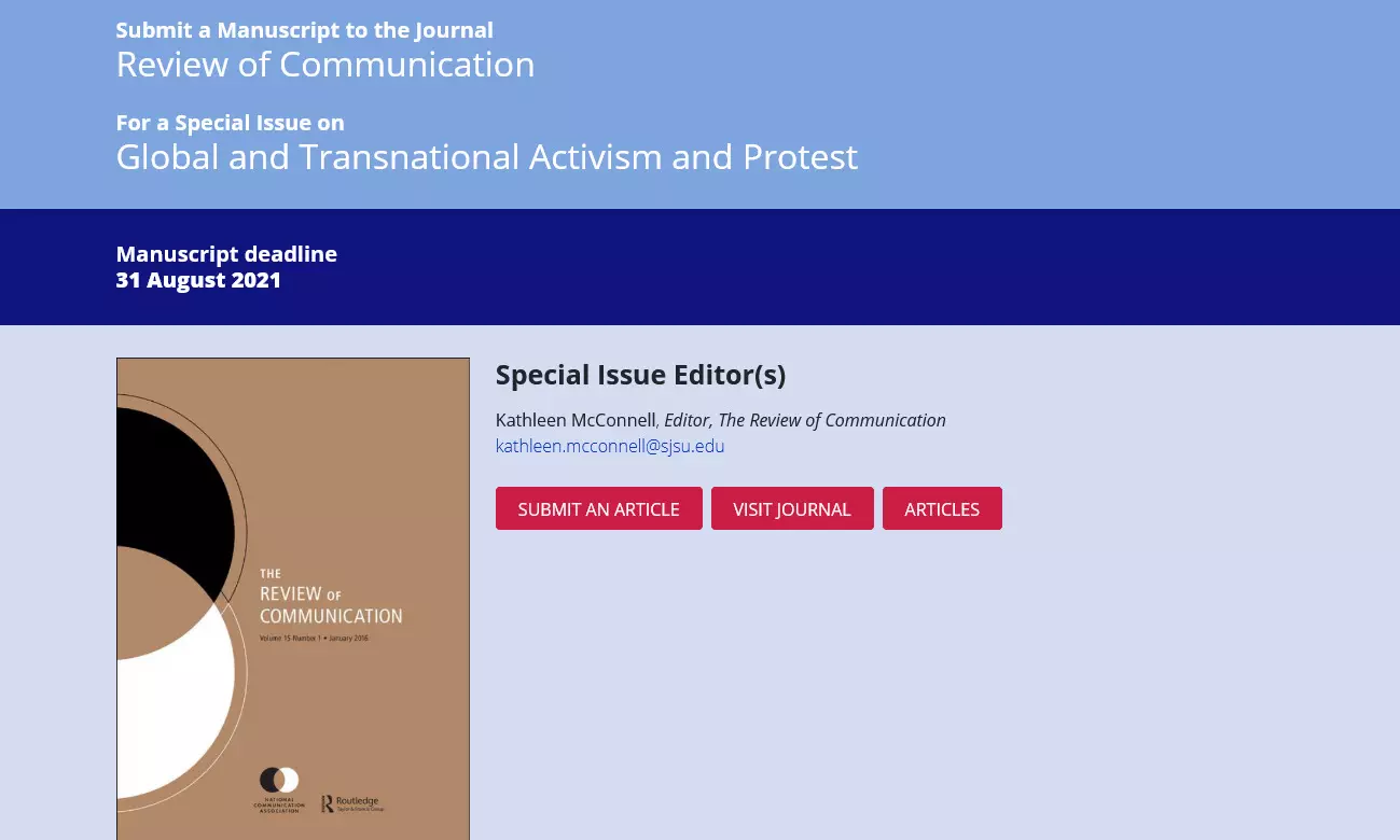 CALL FOR PAPERS Transnational Dimensions in Digital Activism and Protest