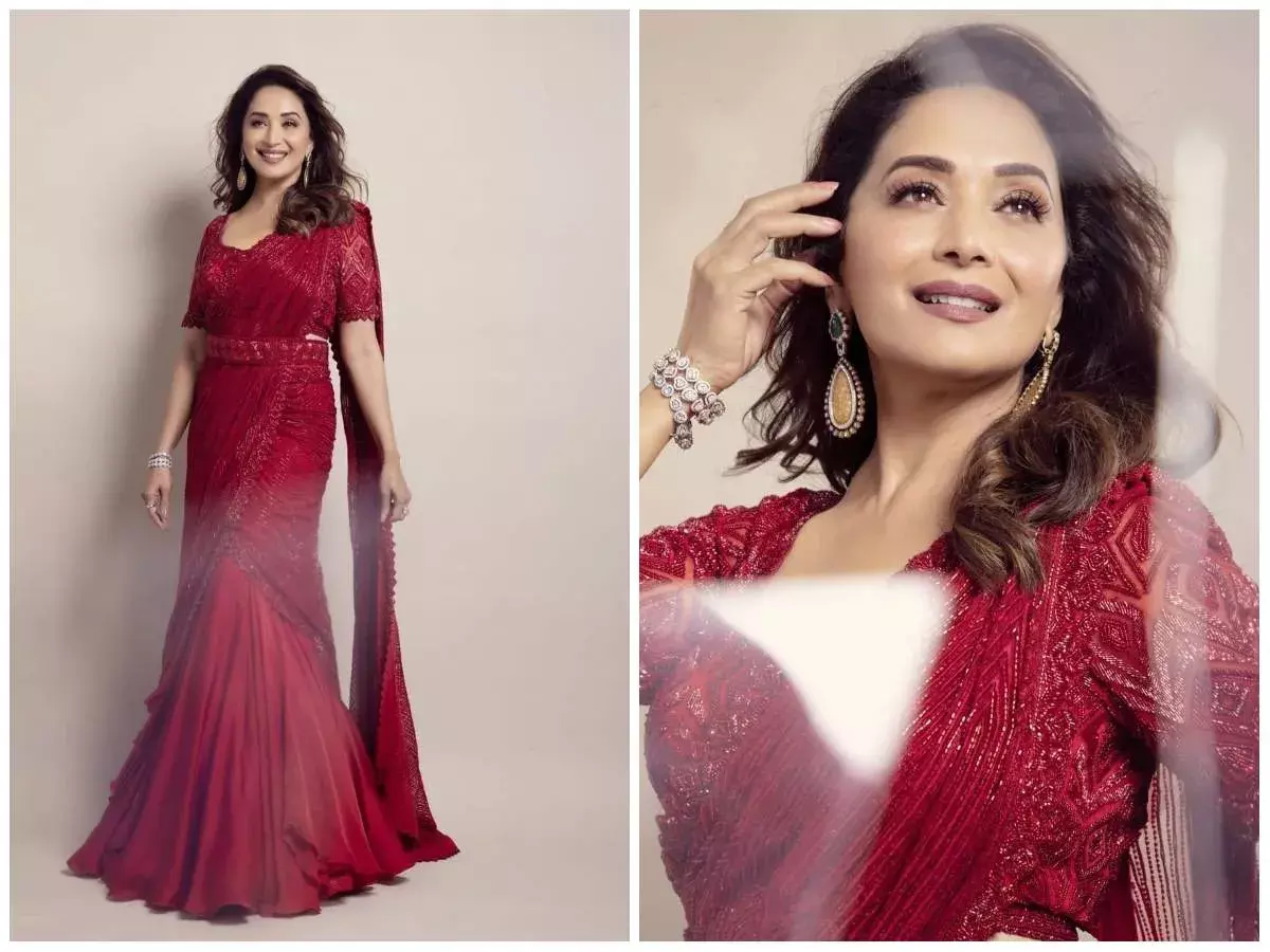 मशहूर अभिनेत्री माधुरी दीक्षित ने इंडो वेस्टर्न साड़ी में करवाया फोटोशूट मशहूर अभिनेत्री माधुरी दीक्षित ने इंडो वेस्टर्न साड़ी में करवाया फोटोशूट