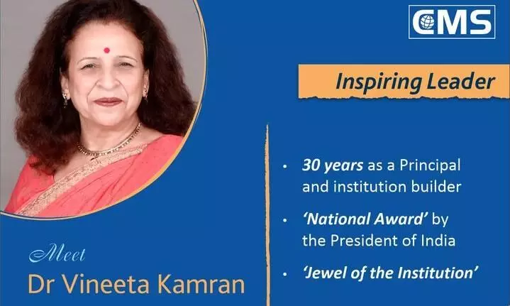 Inspirational Personality,  Dr Vineeta Kamran, National Award and Life Time Achievement Award-winning iconic founding Principal of CMS Kanpur Road Campus.
