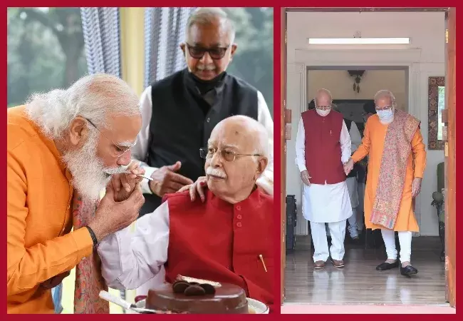 जन्मदिन की बधाई देने अडवाणी जी के घर पहुचे  प्रधानमंत्री मोदी