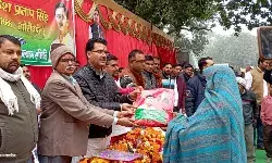 देवी हिंगलाज मन्दिर पर आयोजित महिला सम्मान समारोह में विधायक ने अंगवस्त्र भेंटकर किया सम्मानित