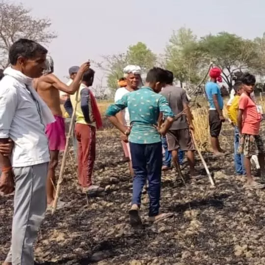 विद्युत विभाग की घोर लापरवाही, खेत में गिरा जज्जर तार