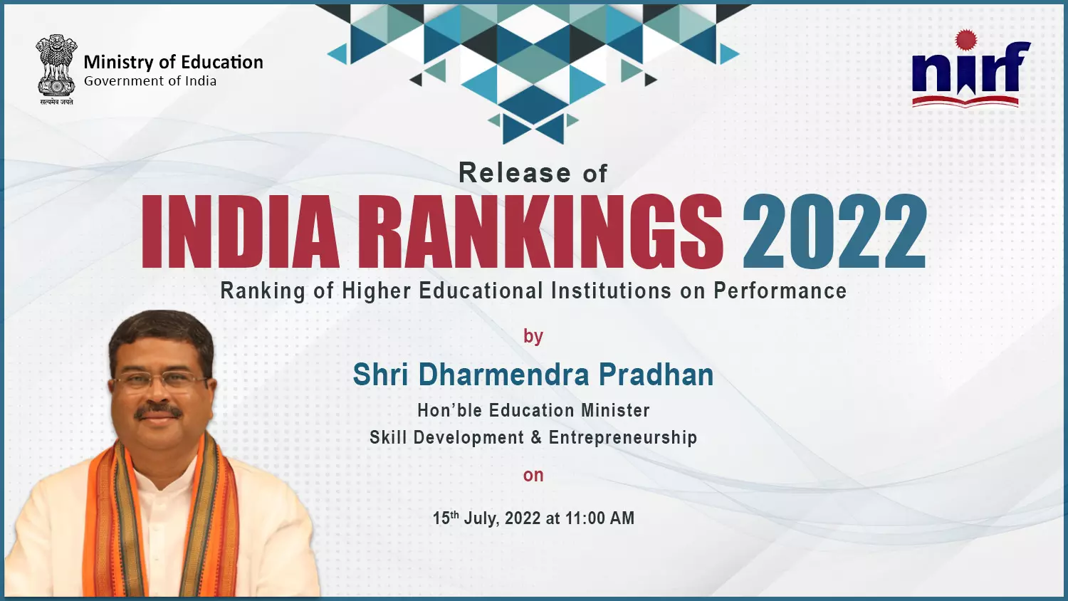 IIT Madras is the number one University in NIRF Ranking, IISc is Second, and Lucknows BBAU is on the 78th position.