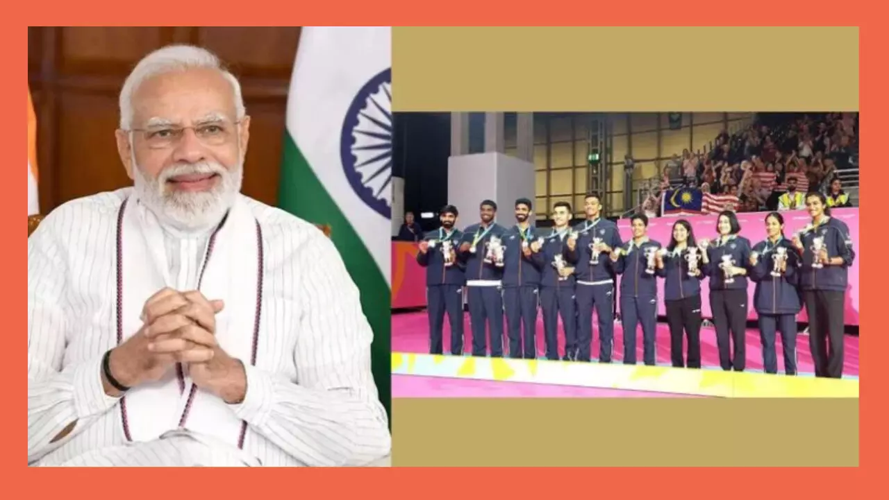 The PM congratulates the badminton team on their silver medal at the CWG in Birmingham