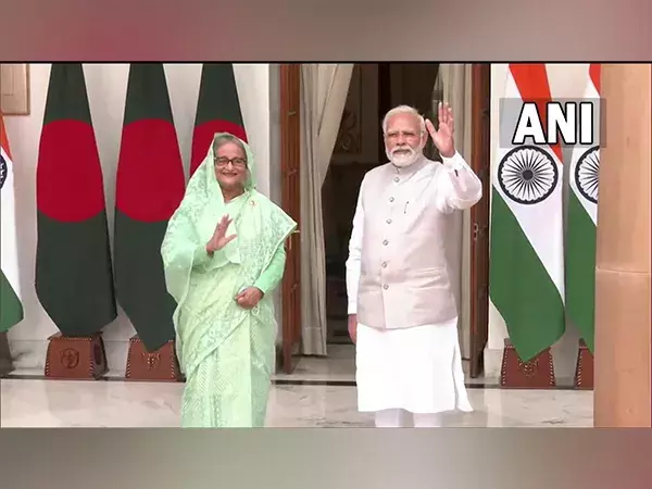 At Hyderabad House, Sheikh Hasina meets with Narendra Modi