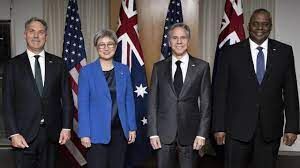 Secretary Antony J. Blinken, Defense Secretary Lloyd Austin, Australian Foreign Minister Penny Wong, and Australian Deputy Prime Minister and Minister for Defense Richard Marles at a Joint Press Availability