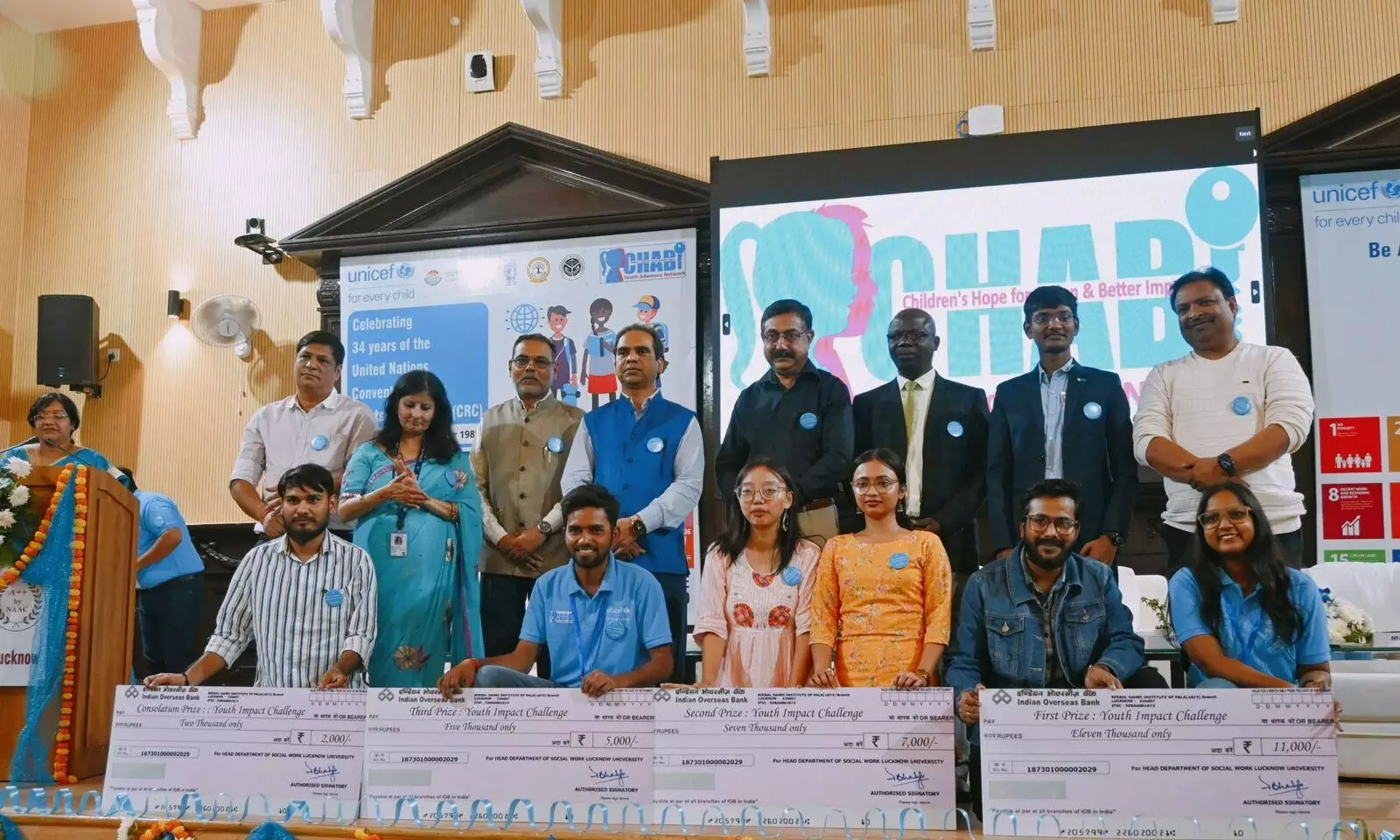 BBAU Media School students won four awards for their projects submitted to UNICEF, Lucknow