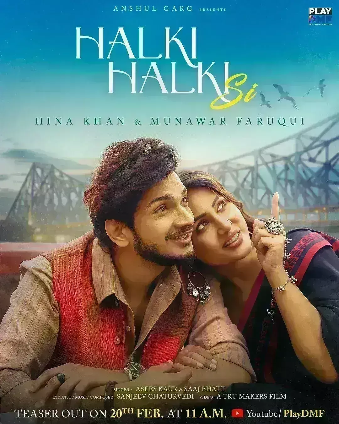 म्यूजिक वीडियो हल्की हल्की सी का पहला पोस्टर जारी, मुनव्वर के कंधे पर सिर रख हिना खान ने दिए रोमांटिक पोज