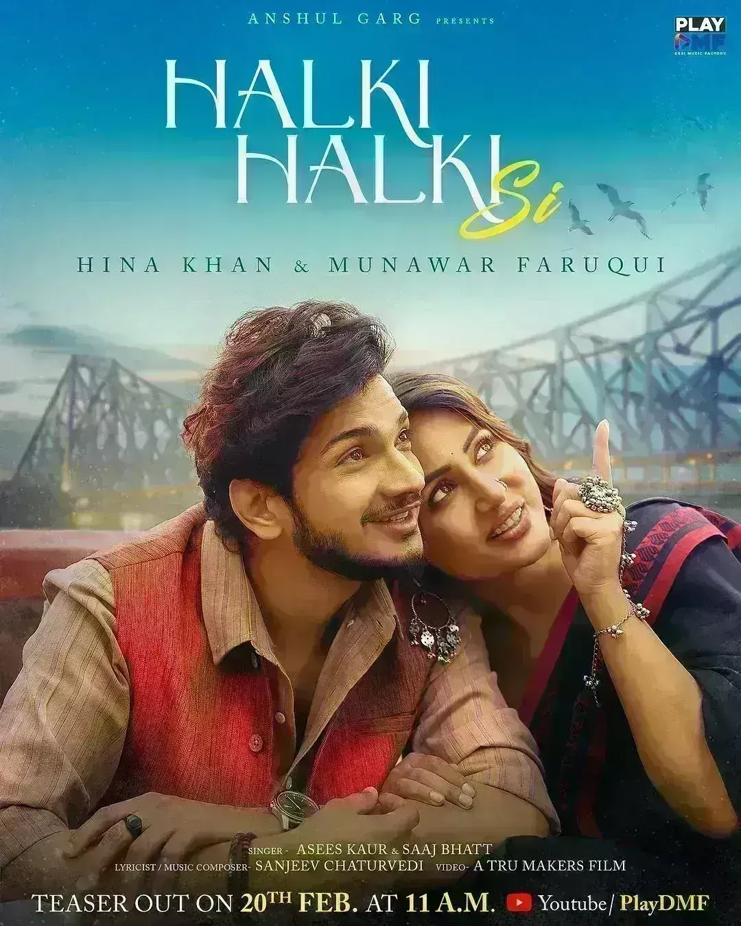 म्यूजिक वीडियो हल्की हल्की सी का पहला पोस्टर जारी, मुनव्वर के कंधे पर सिर रख हिना खान ने दिए रोमांटिक पोज