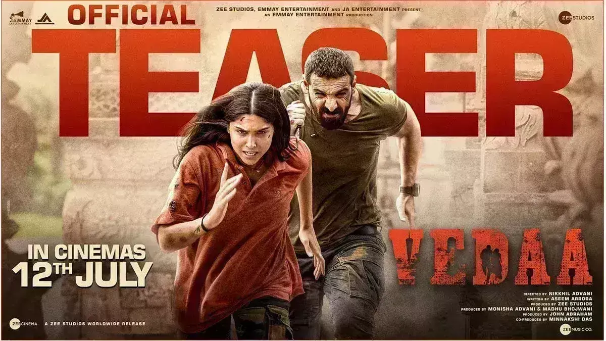 फिल्म वेदा का धमाकेदार टीजर रिलीज, फुल एक्शन अवतार में दिखाई दिए जॉन अब्राहम, शरवरी वाघ