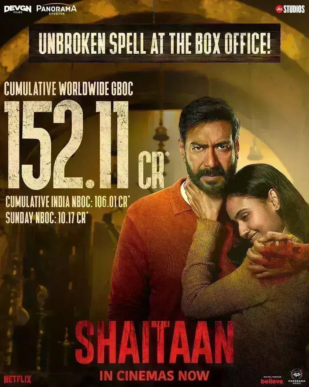 बॉक्स ऑफिस पर शैतान का जलवा बरकरार, वल्र्डवाइड कलेक्शन 150 करोड़ के पार