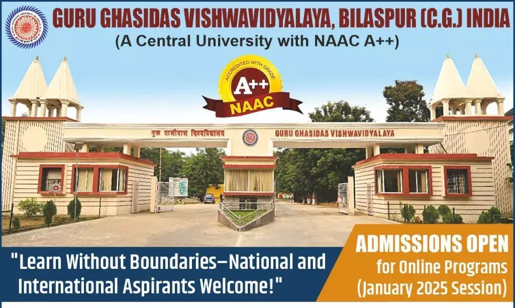 Admission open in Guru Ghashidas University, Bilaspur Admission open in Guru Ghashidas University, Bilaspur