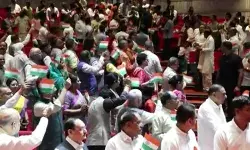 PM Modi, NDA leaders wave Tiranga in Parliament Complex