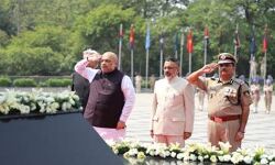 Shri Amit Shah  pays homage to martyrs at the National Police Memorial