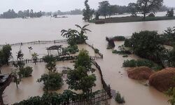 पटना में बाढ़ पीड़ितों से मिलने पहुंचे बीजेपी सांसद खुद गिरे पानी में