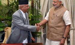 Oli  calls modi , congratulate for the historic win